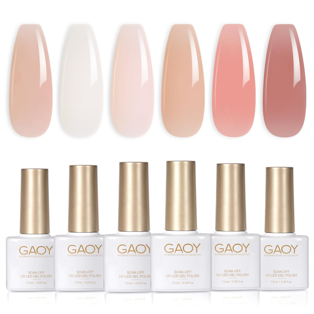 GAOY Milky Jelly Nude, set de gel translúcido en 6 colores para uñas con acabado suave