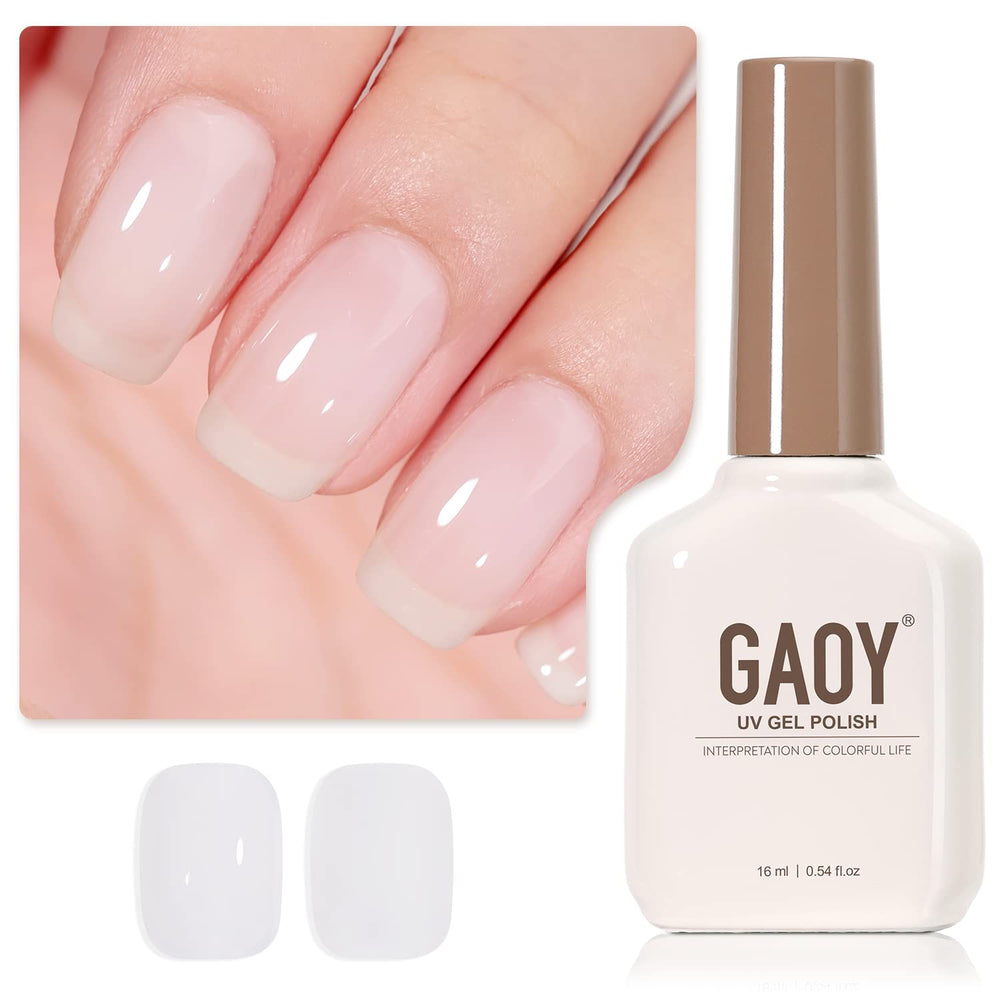 GAOY Milky White Gel Nail Polish 1482 bottle in a nude shade for home nails.