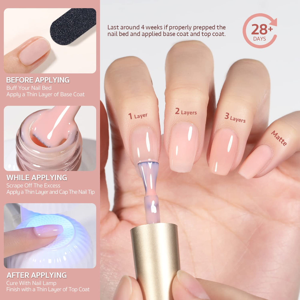 GAOY Milky White Jelly Nude, curado en sesenta segundos para retoques.