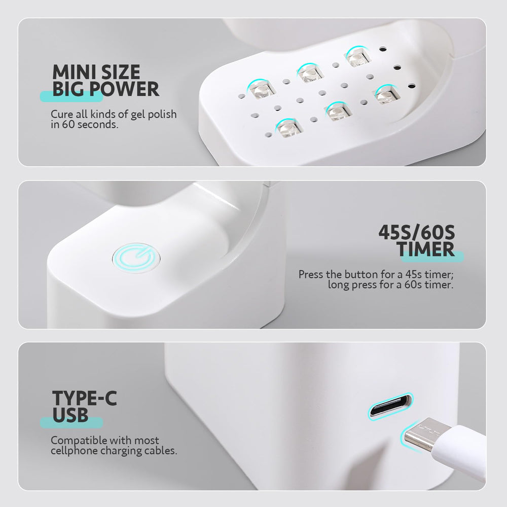 GAOY Mini UV Light dual timers for versatile curing sessions