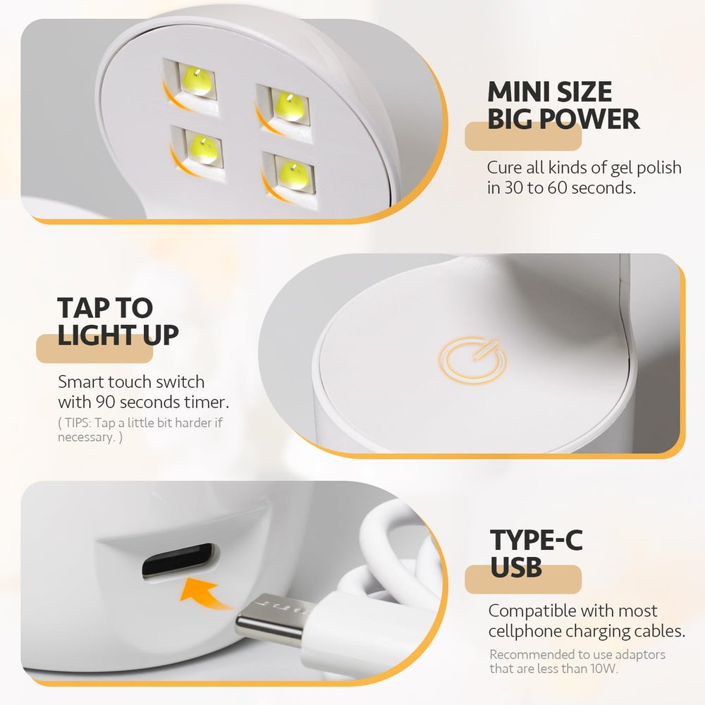 GAOY Mini UV Nail Lamp interior with four LEDs for even curing