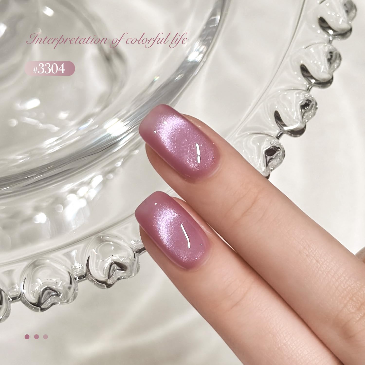 GAOY Misty Orchid gel polish on nails showing glittery shimmer effect