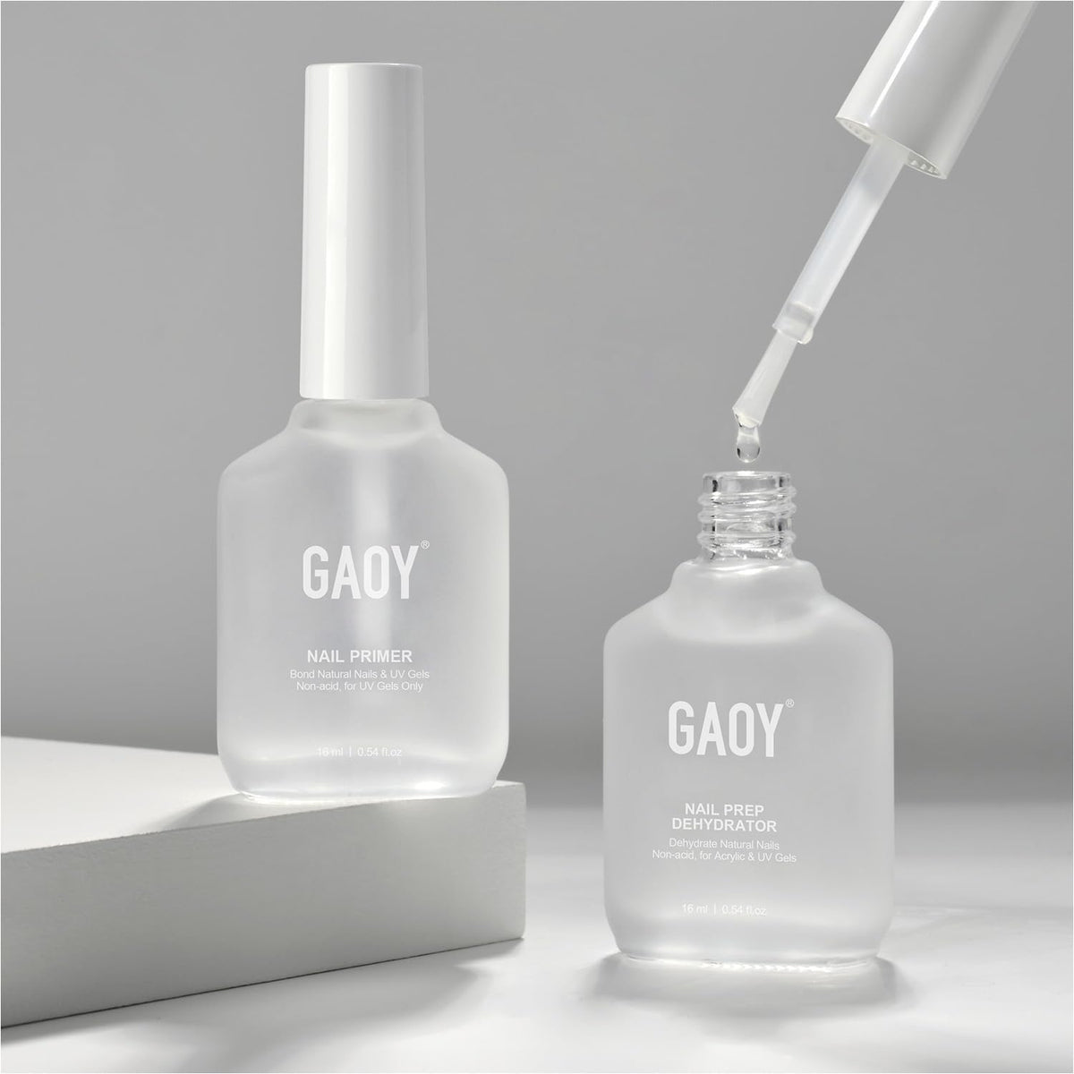 GAOY nail dehydrator bottle closeup helps prep by removing oils.