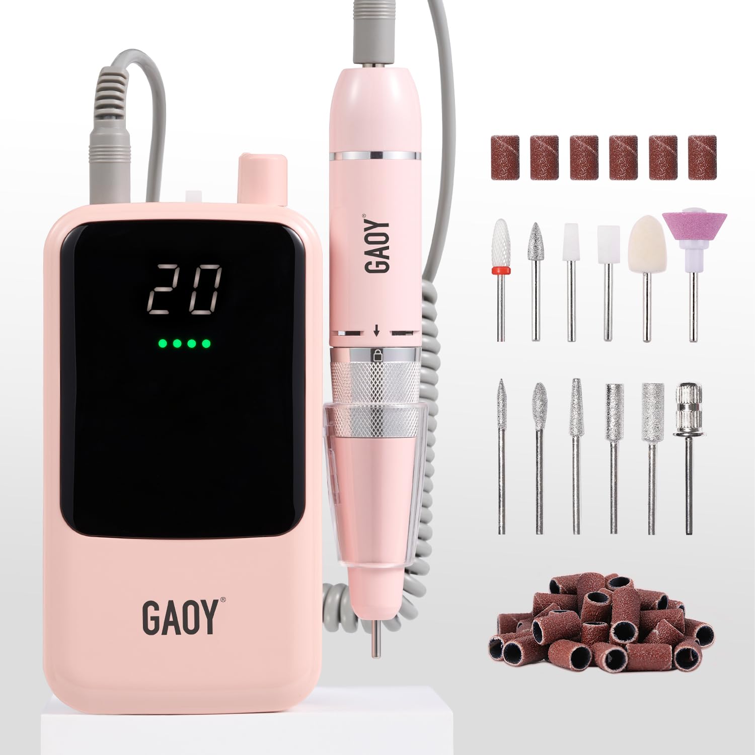 GAOY nail drill with 12 bits set for precise shaping and filing