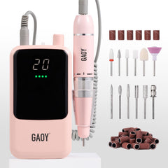 GAOY nail drill with 12 bits set for precise shaping and filing