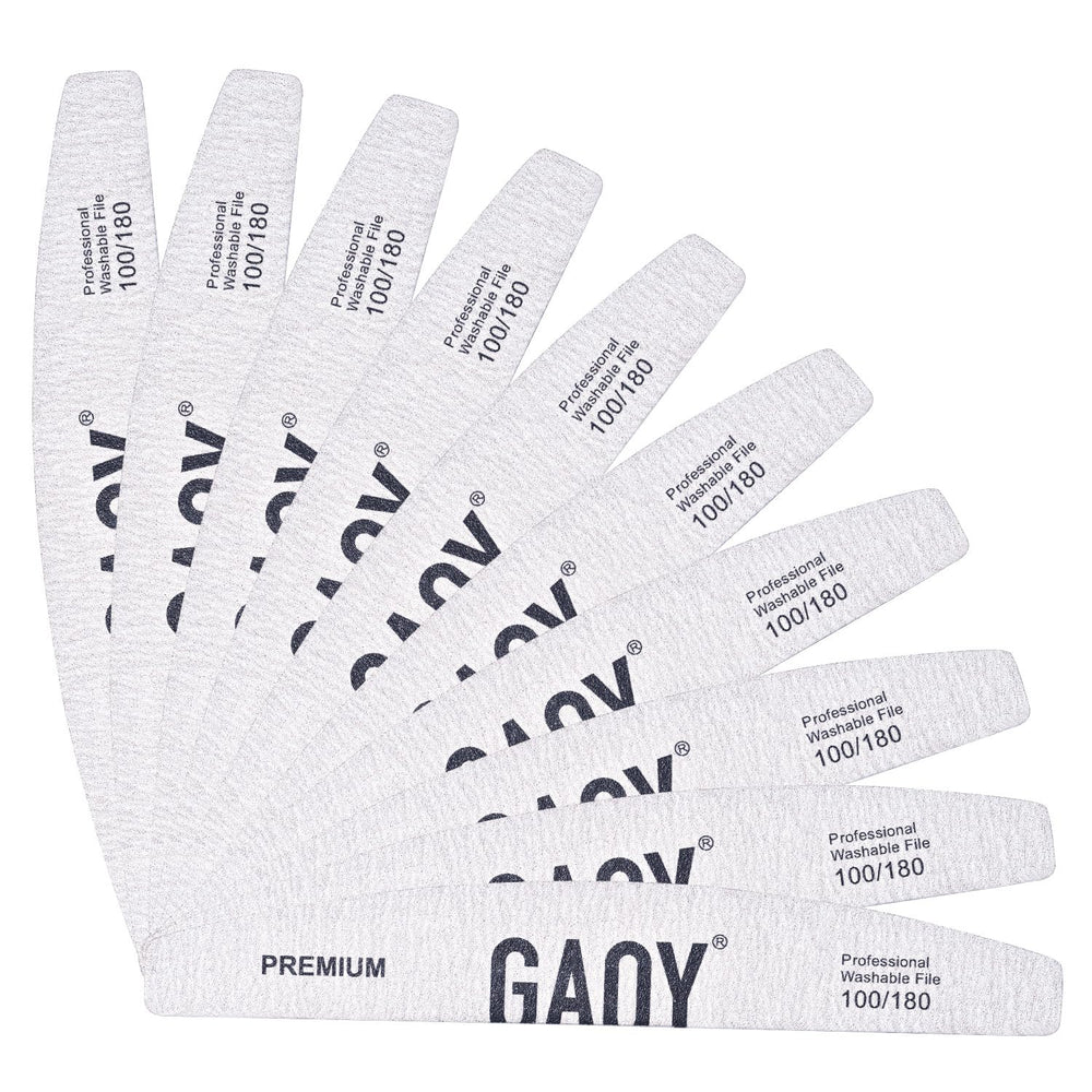GAOY nail file half-moon 100/180 grit for precise shaping and smooth edges