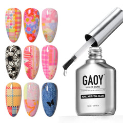 GAOY 16ml nail foil glue bottle for precise foil transfers.