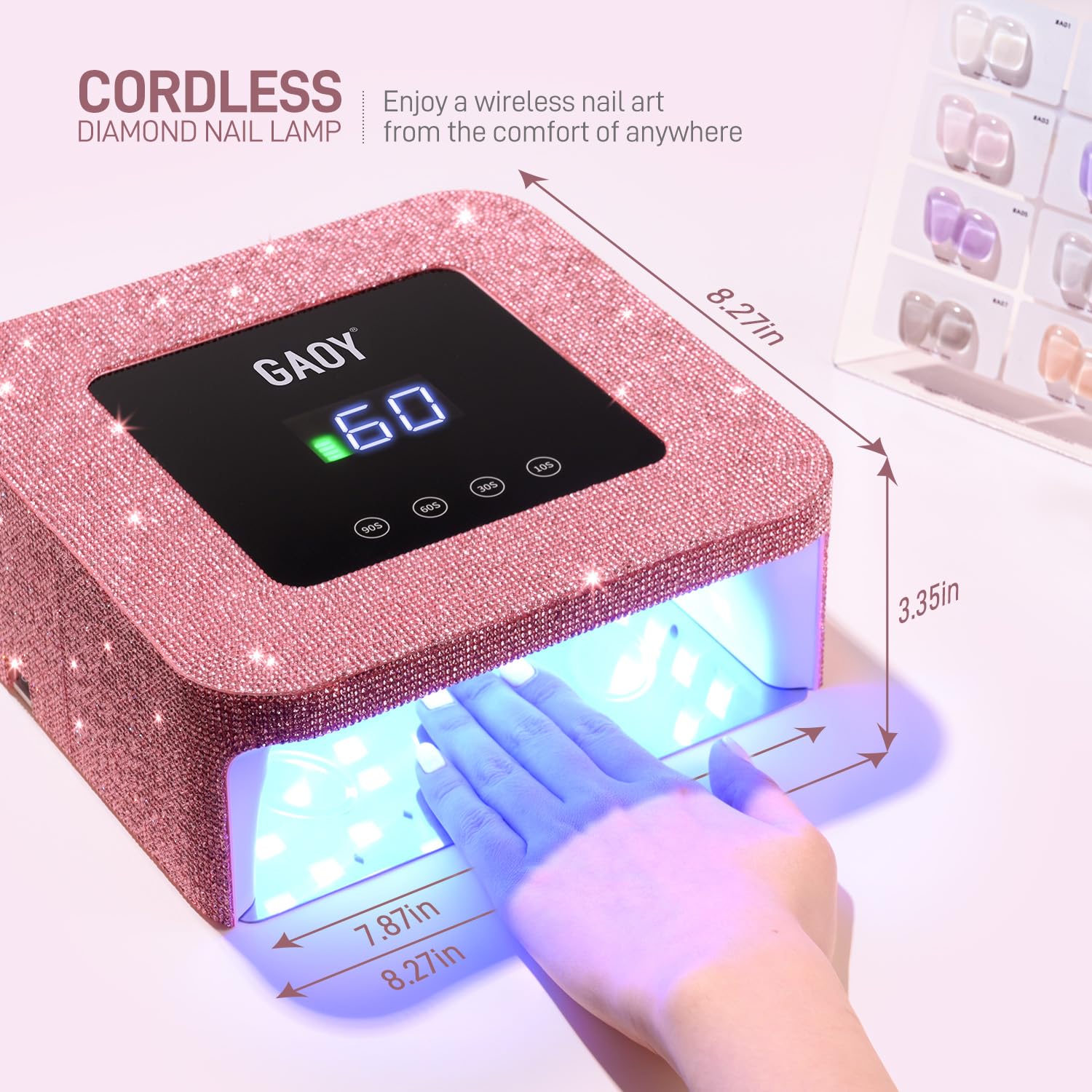 GAOY lamp in use with gel nails for precise curing.