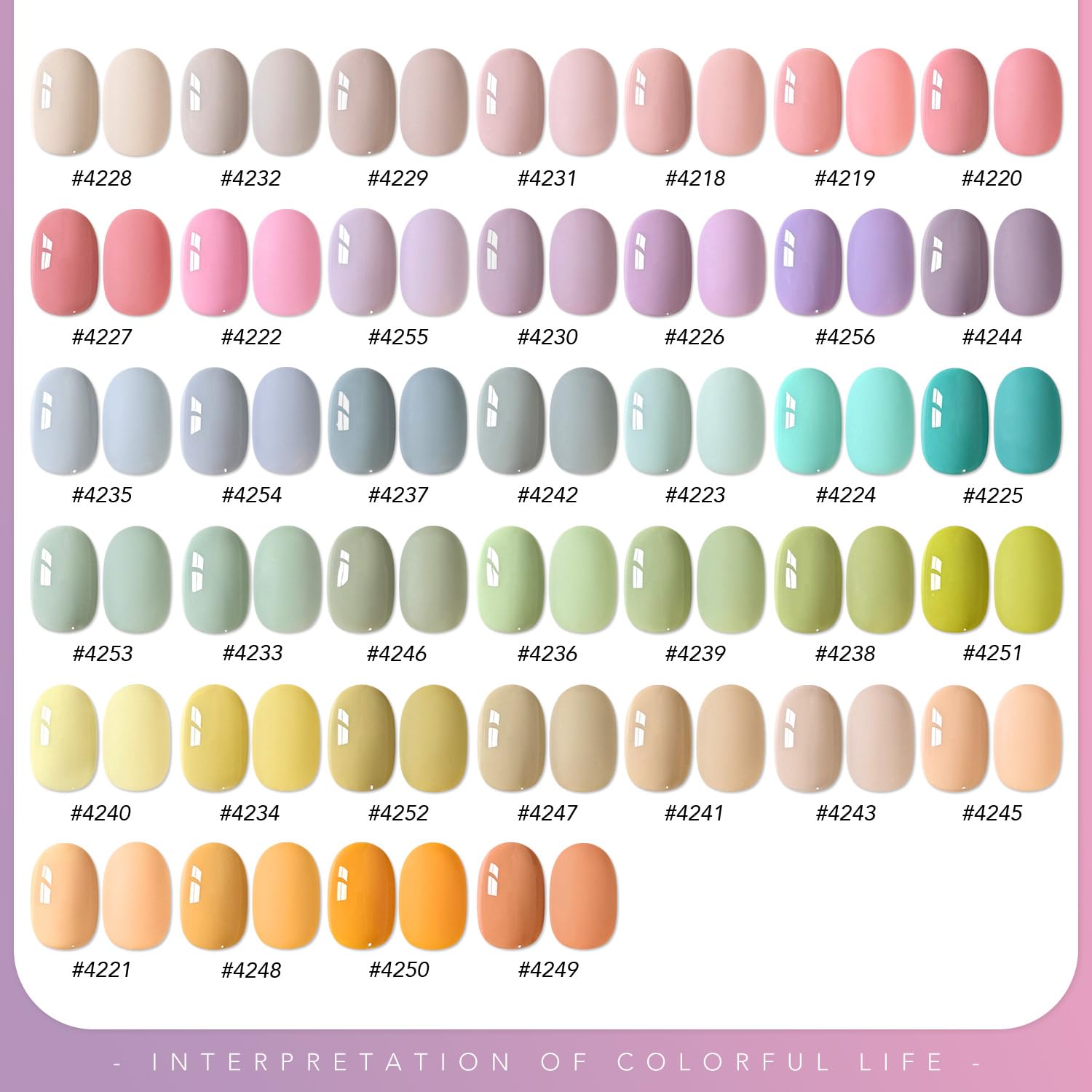 GAOY nail polish bottles display shows varied shades for easy color matching.