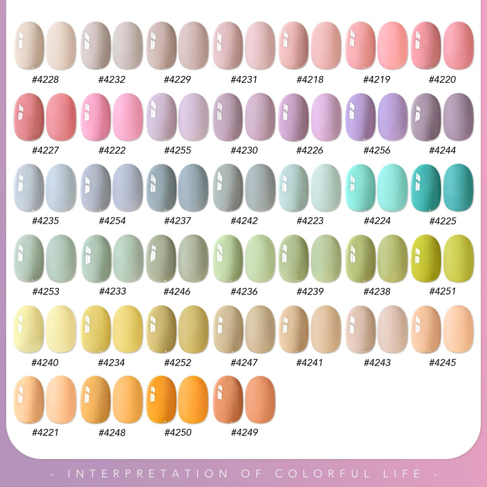 GAOY nail polish bottles display shows varied shades for easy color matching.