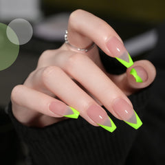 Nail art in progress with GAOY neon green gel for DIY manicure