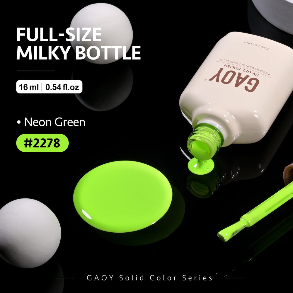 Glossy finish after top coat on GAOY neon green gel