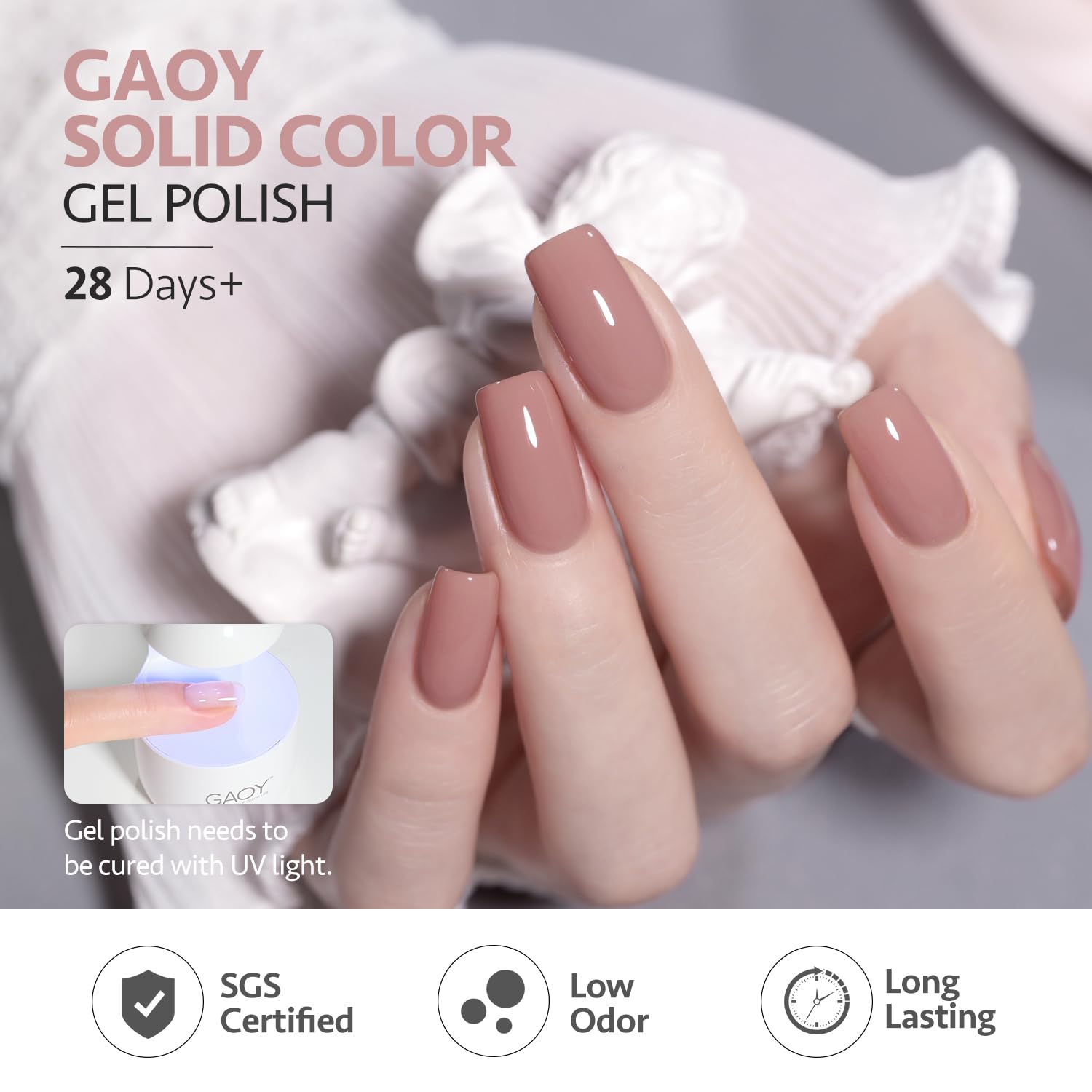 GAOY Neutral gel nail polish set: duración de hasta cuatro semanas con base y top coat adecuados.
