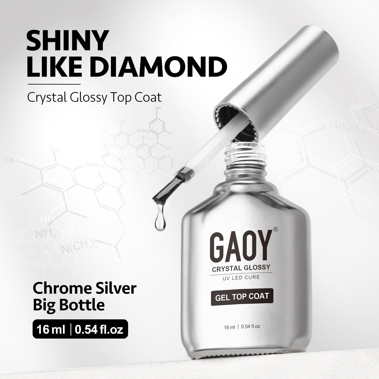 GAOY No-Wipe Foundation bottle ready for rapid UV cure.