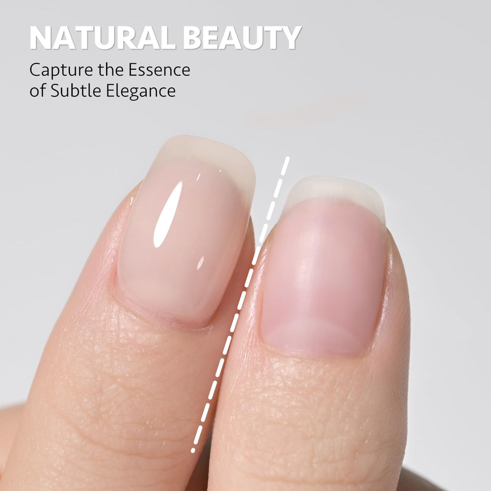 GAOY Nude Jelly Gel Polish shown in multiple coats for translucence.