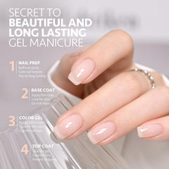 GAOY Nude Jelly Gel Polish curing under UV lamp for 60 seconds.