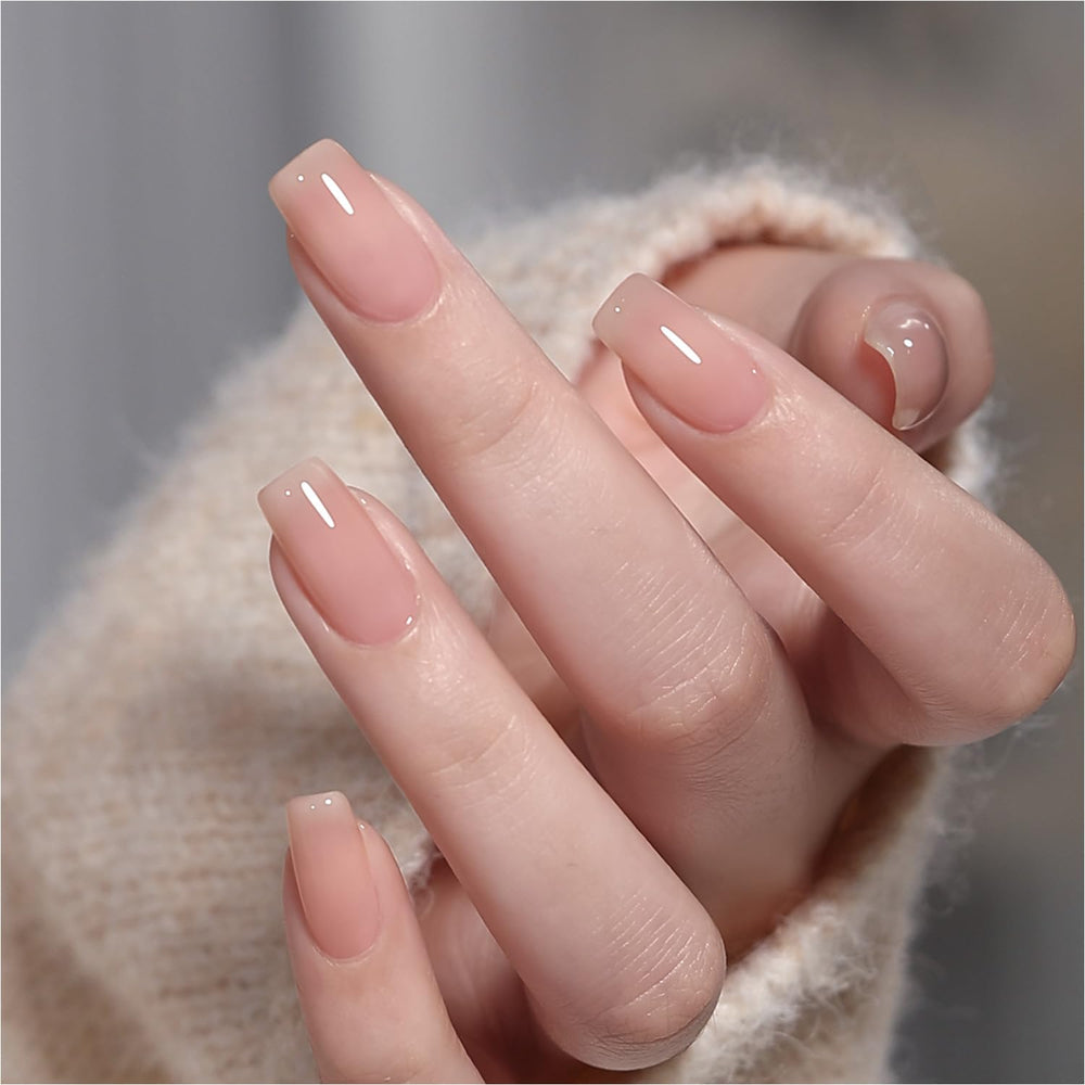 GAOY Nude Jelly Gel Polish bottle front in natural pink for at-home nail art