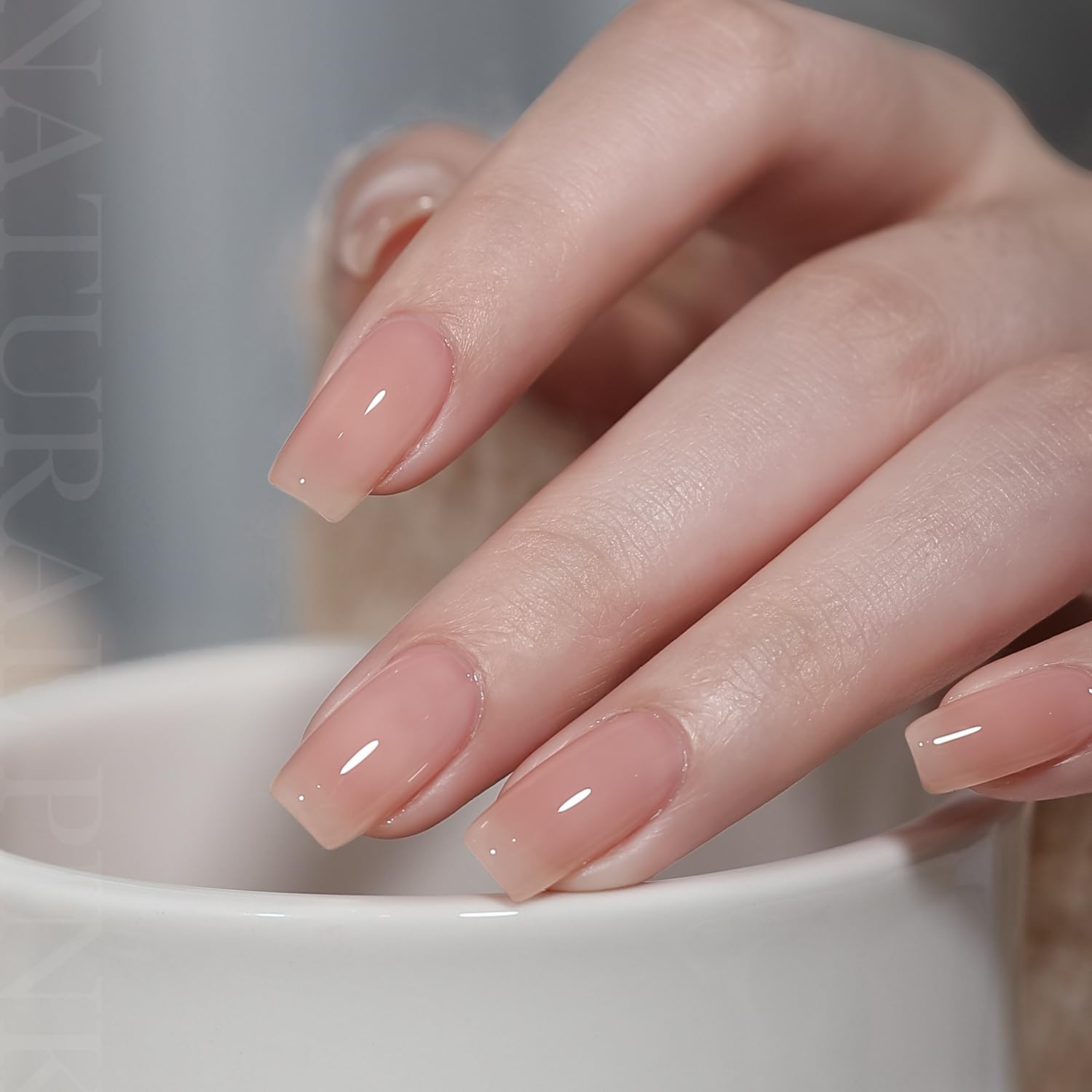 GAOY Nude Jelly Gel Polish swatch showing layered sheer to opaque color