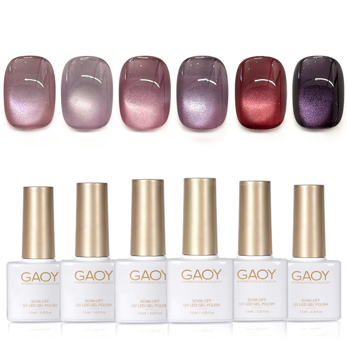 GAOY ojo de gato morado: gel de uñas con efecto magnético para un acabado duradero.