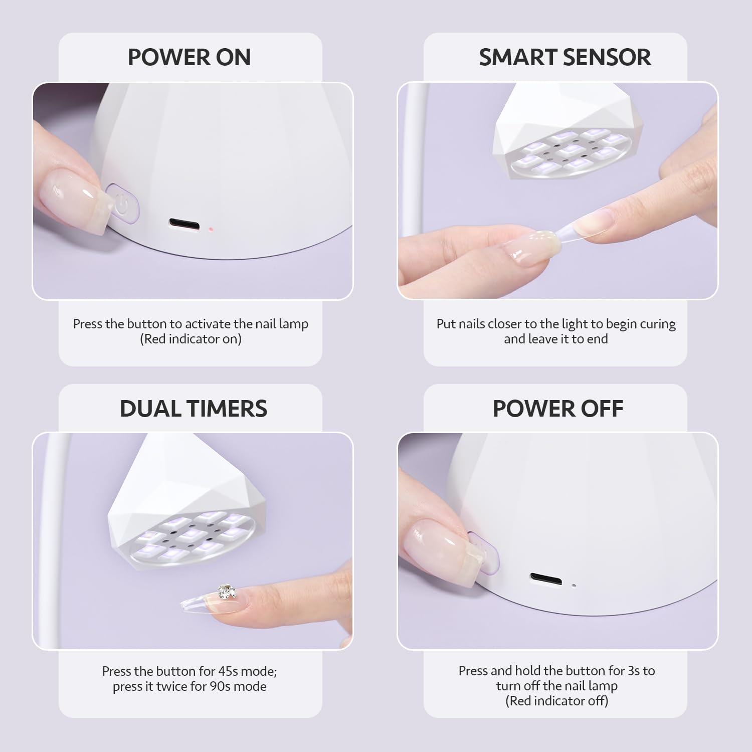 GAOY Omin-Cure nail lamp cures in about 45 seconds per application
