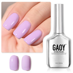 GAOY Pastel Gel Nail Polish bottle in hand showing soft purple shade