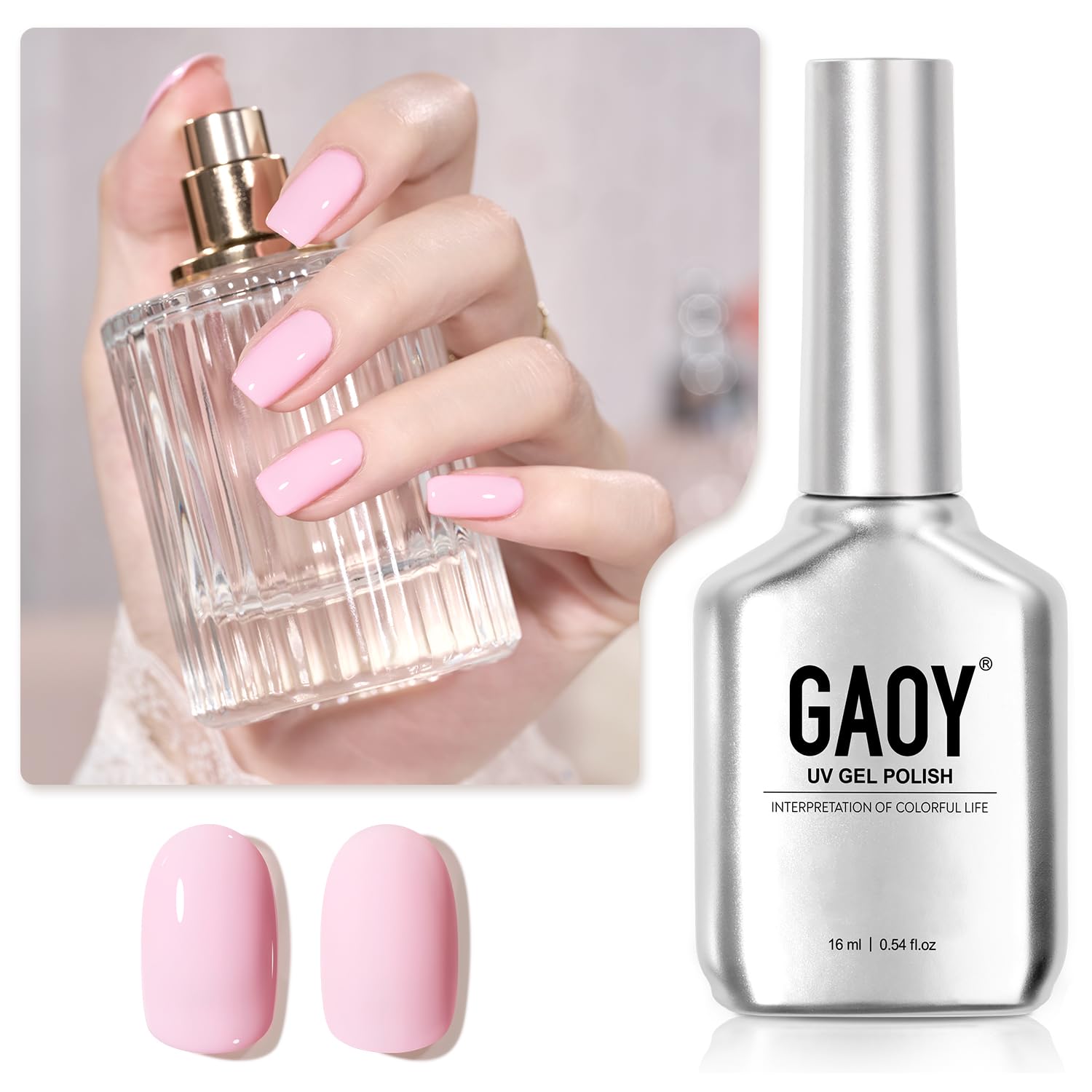 GAOY Pastel Gel Nail Polish bottle in soft pink for salon-grade DIY manicures