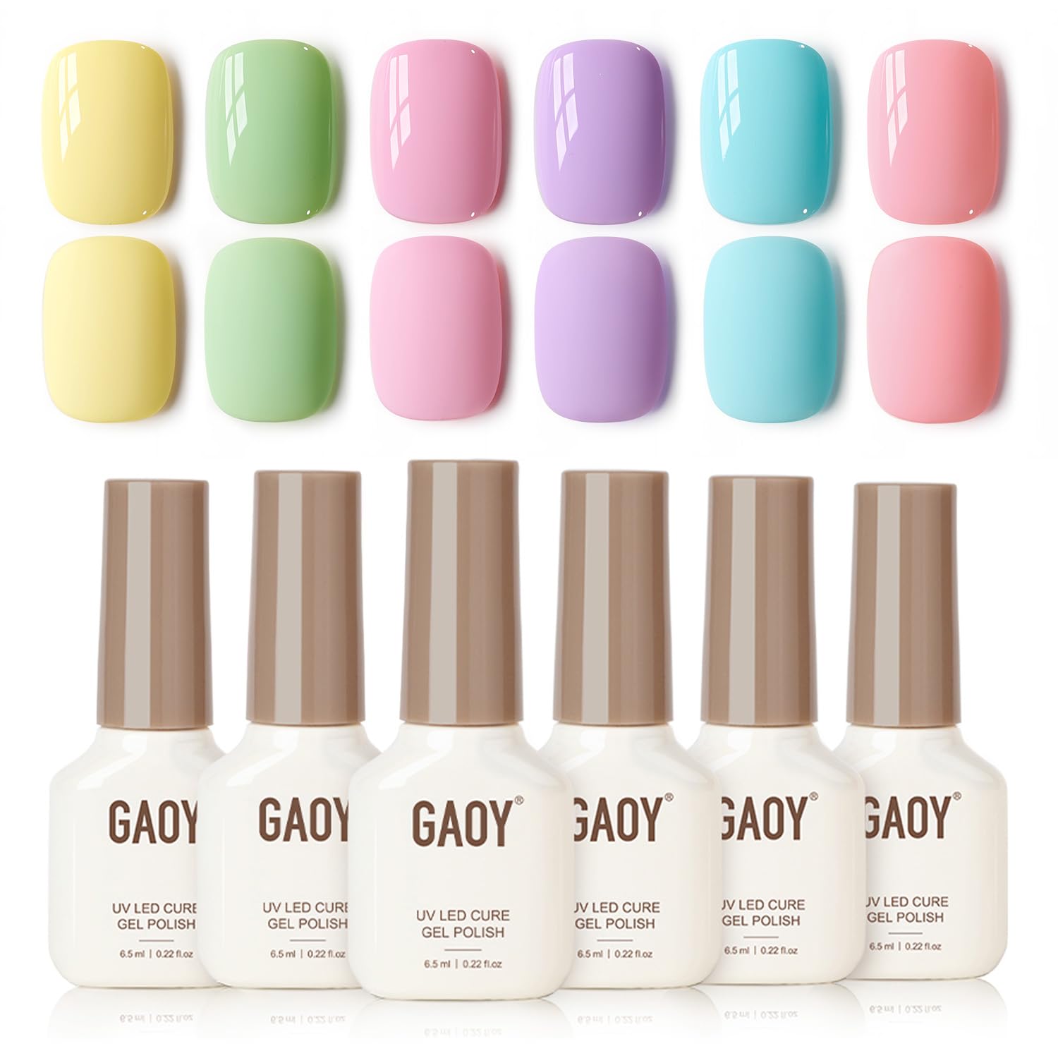 GAOY Pastel Gel Nail Polish Set, botella rosada para manicura duradera