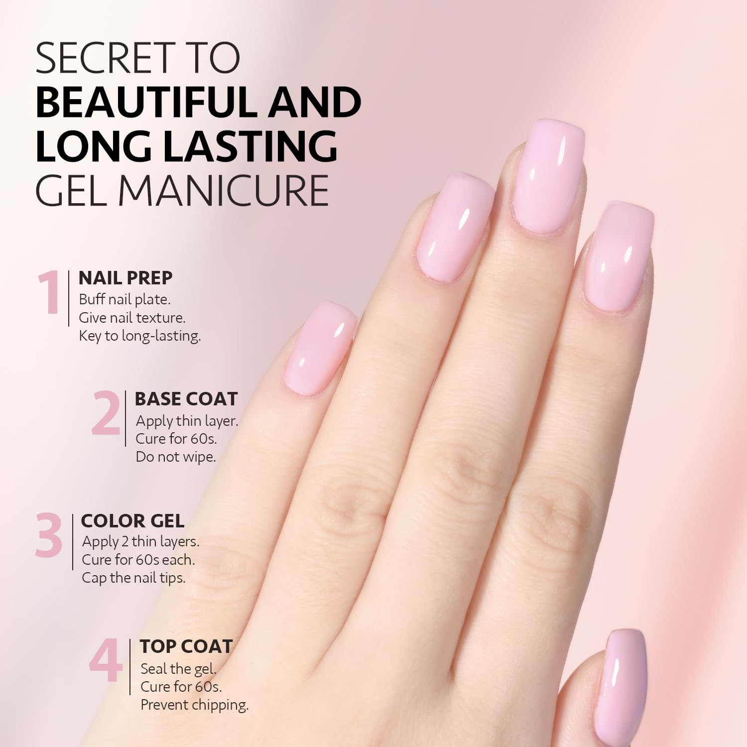 GAOY pastel gel polish curing under UV lamp in 60 seconds