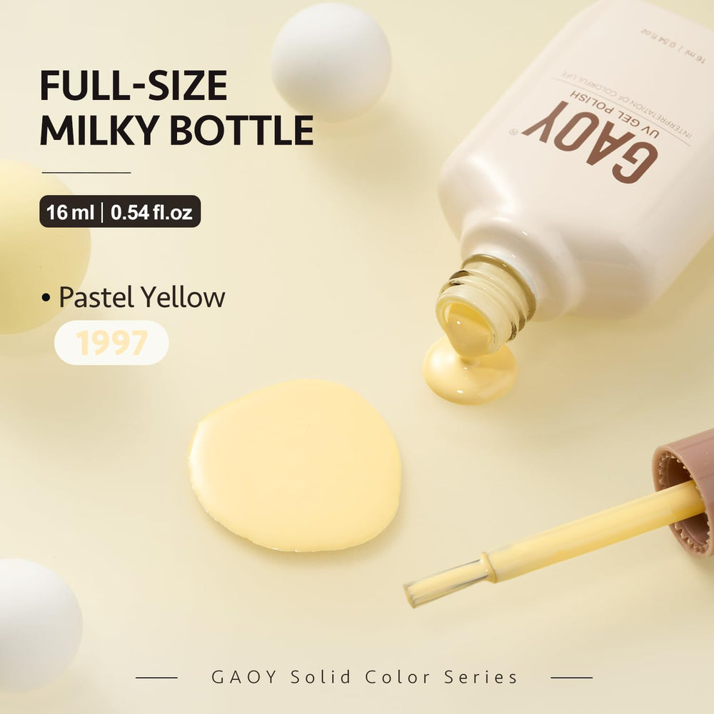 GAOY pastel-yellow packaging to store and protect the 16ml bottle.