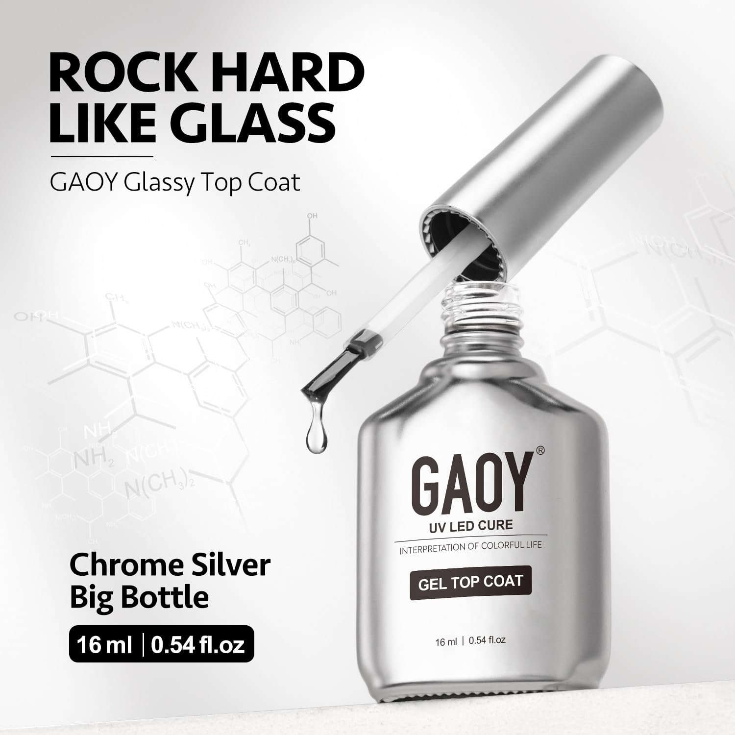 GAOY peel-off base coat chrome-silver bottle design supports stylish display