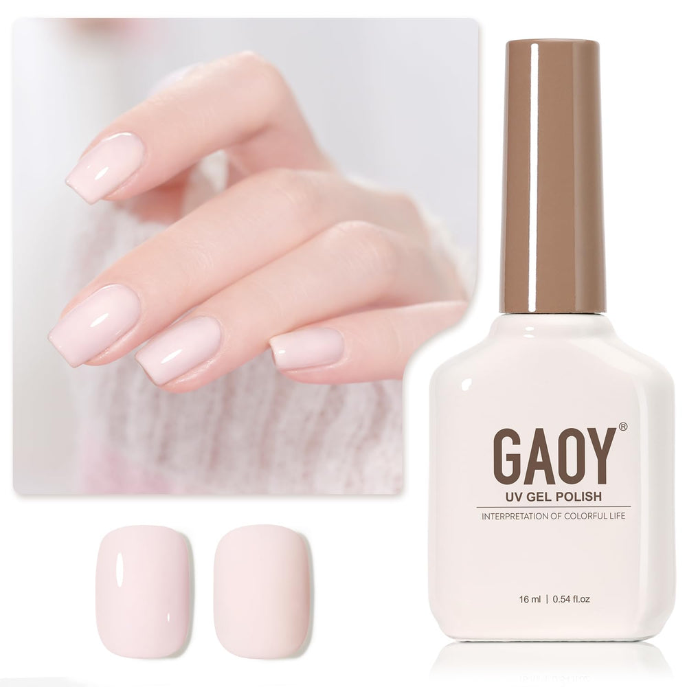 GAOY Pink Gel Nail Polish bottle in barely pink for long-lasting home manicures