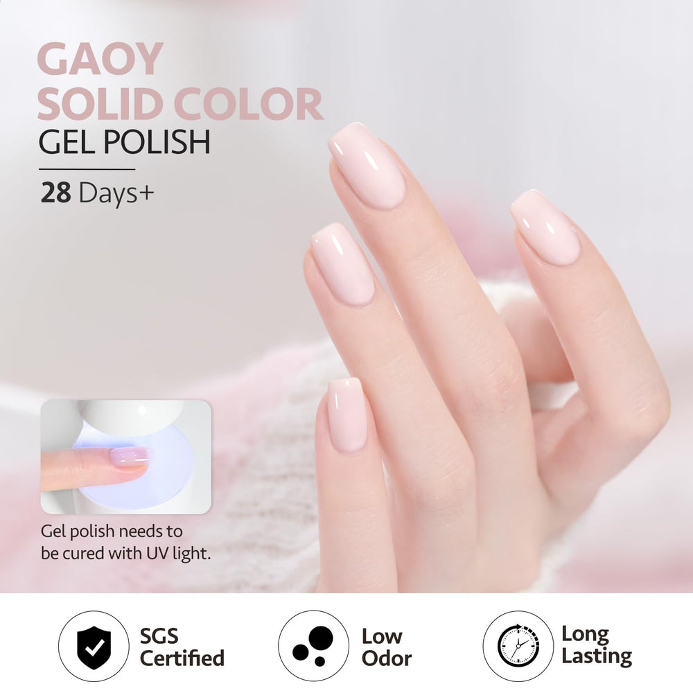 GAOY Pink Gel Nail Polish brush application for smooth two-layer color