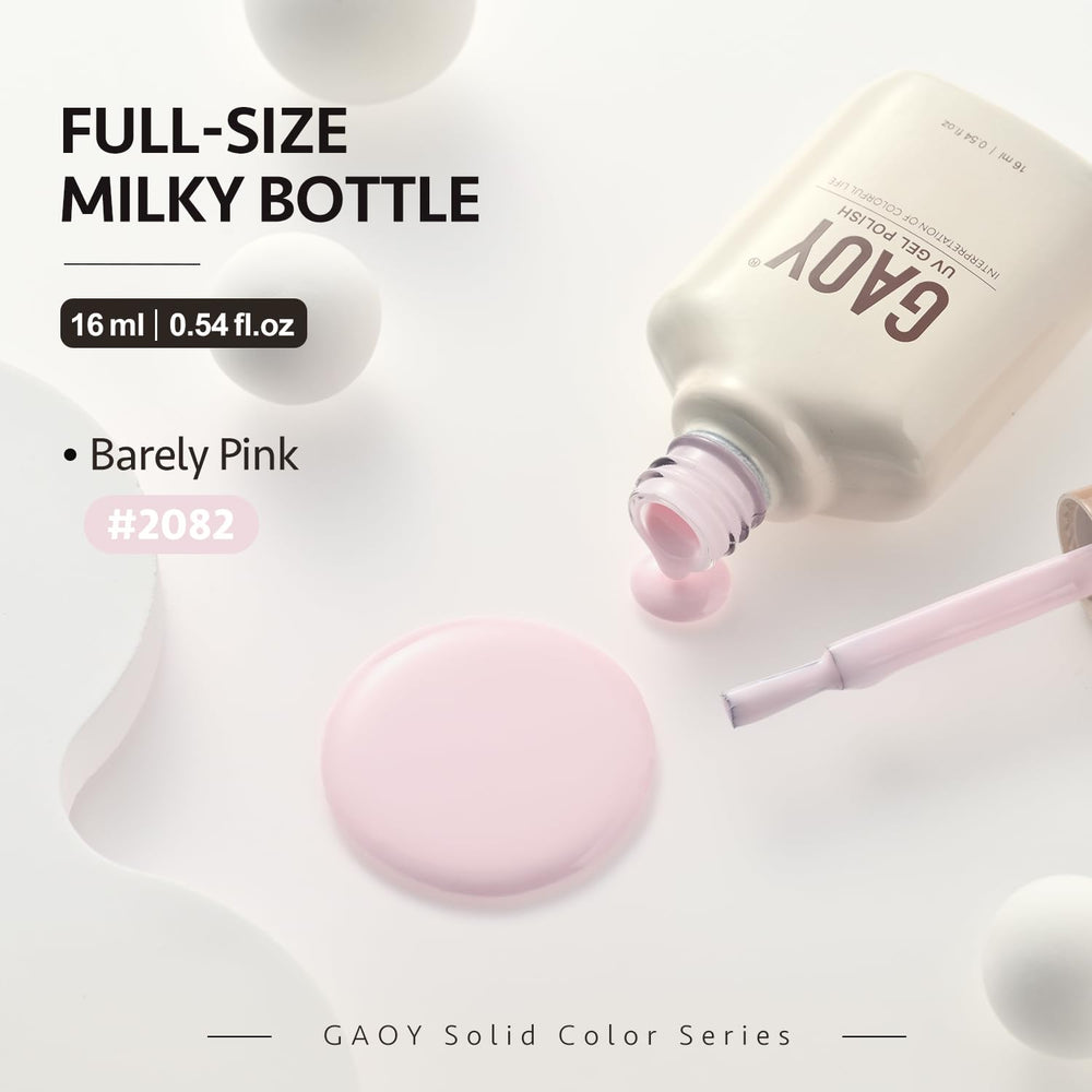 GAOY Pink Gel Nail Polish complete look with top coat for glossy finish