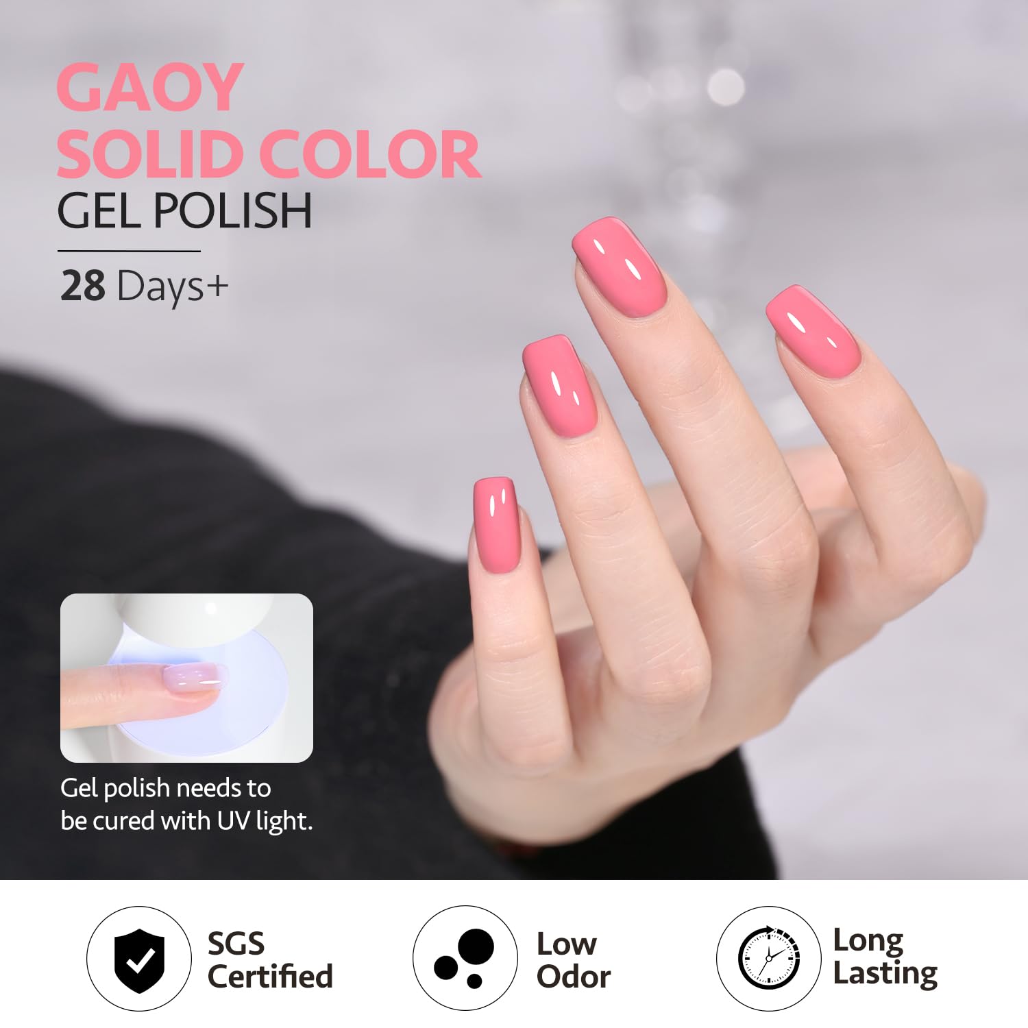GAOY high-gloss finish after top coat highlights vibrant, salon-like shine