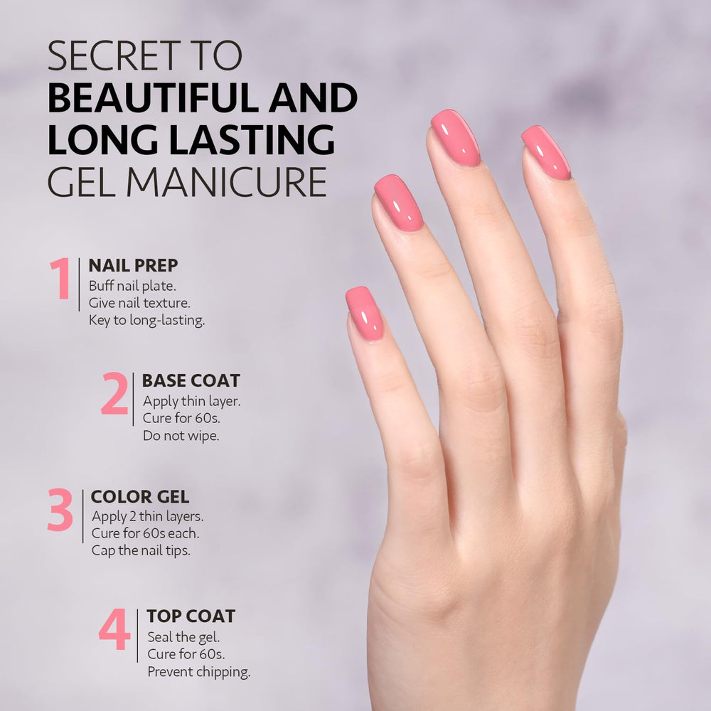 GAOY pink gel nail polish under UV lamp curing for quick dry time
