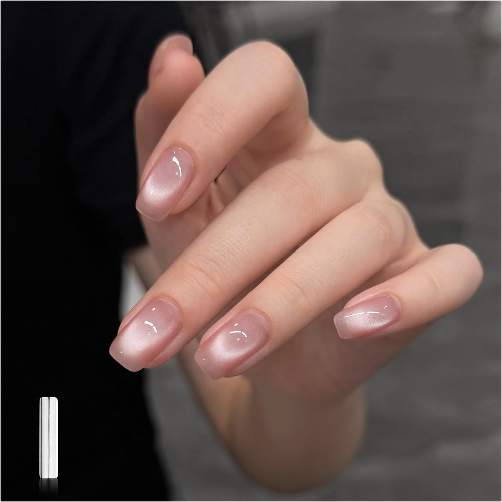 GAOY Pink Glassy Cat Eye Gel Polish bottle closeup with glittery pink shimmer