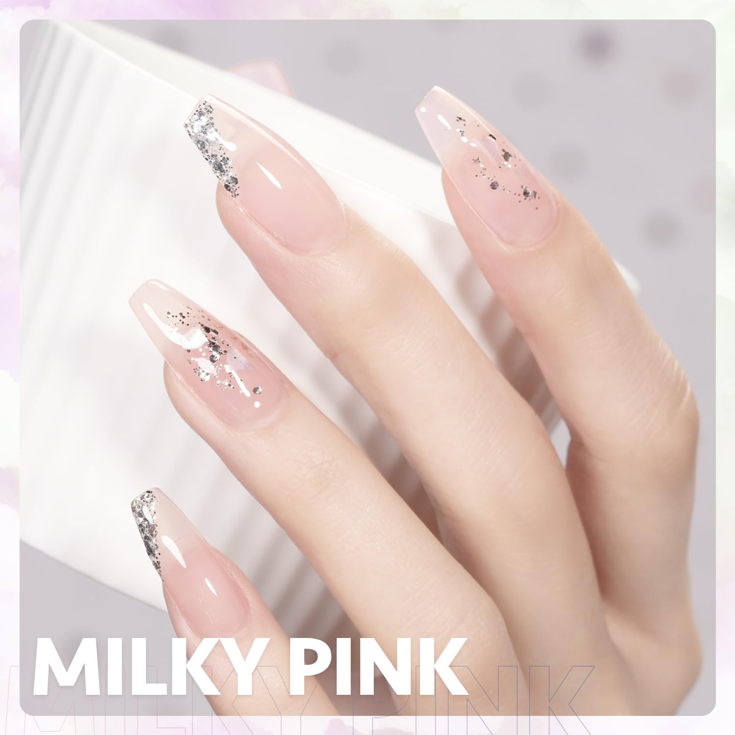 GAOY Pink Jelly Nude application process on nail bed for salon-like DIY results.