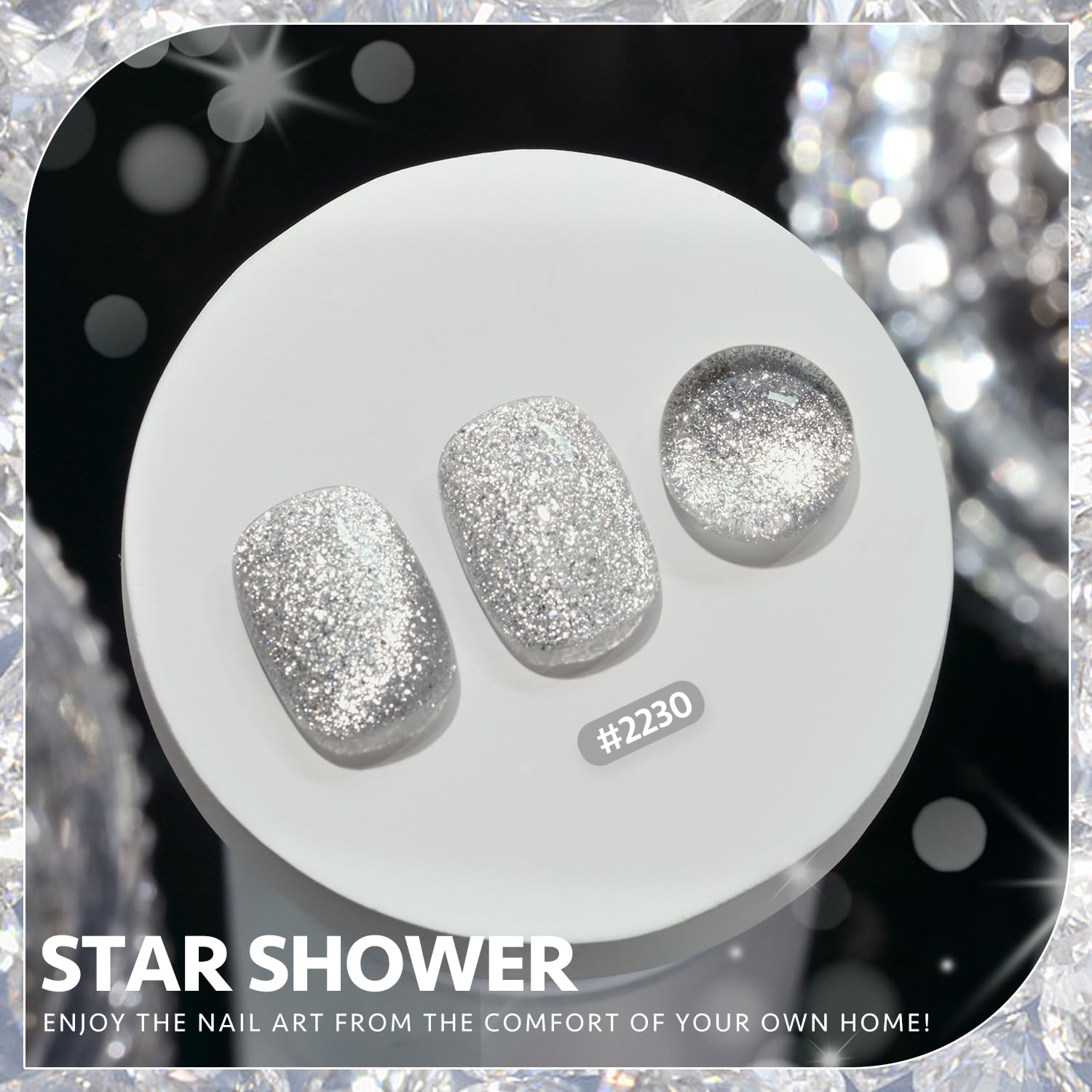 GAOY Platinum Ojo de Gato, brillo holográfico plateado para uñas.