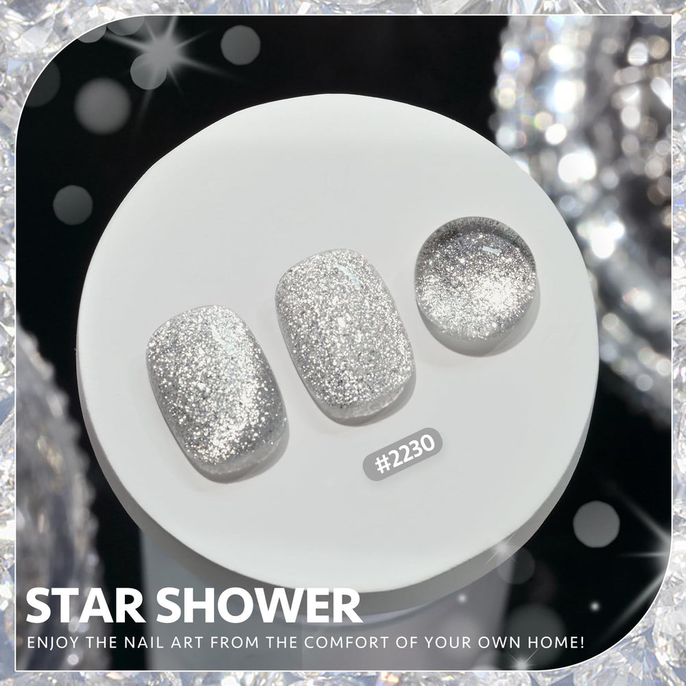 GAOY Platinum Ojo de Gato, brillo holográfico plateado para uñas.