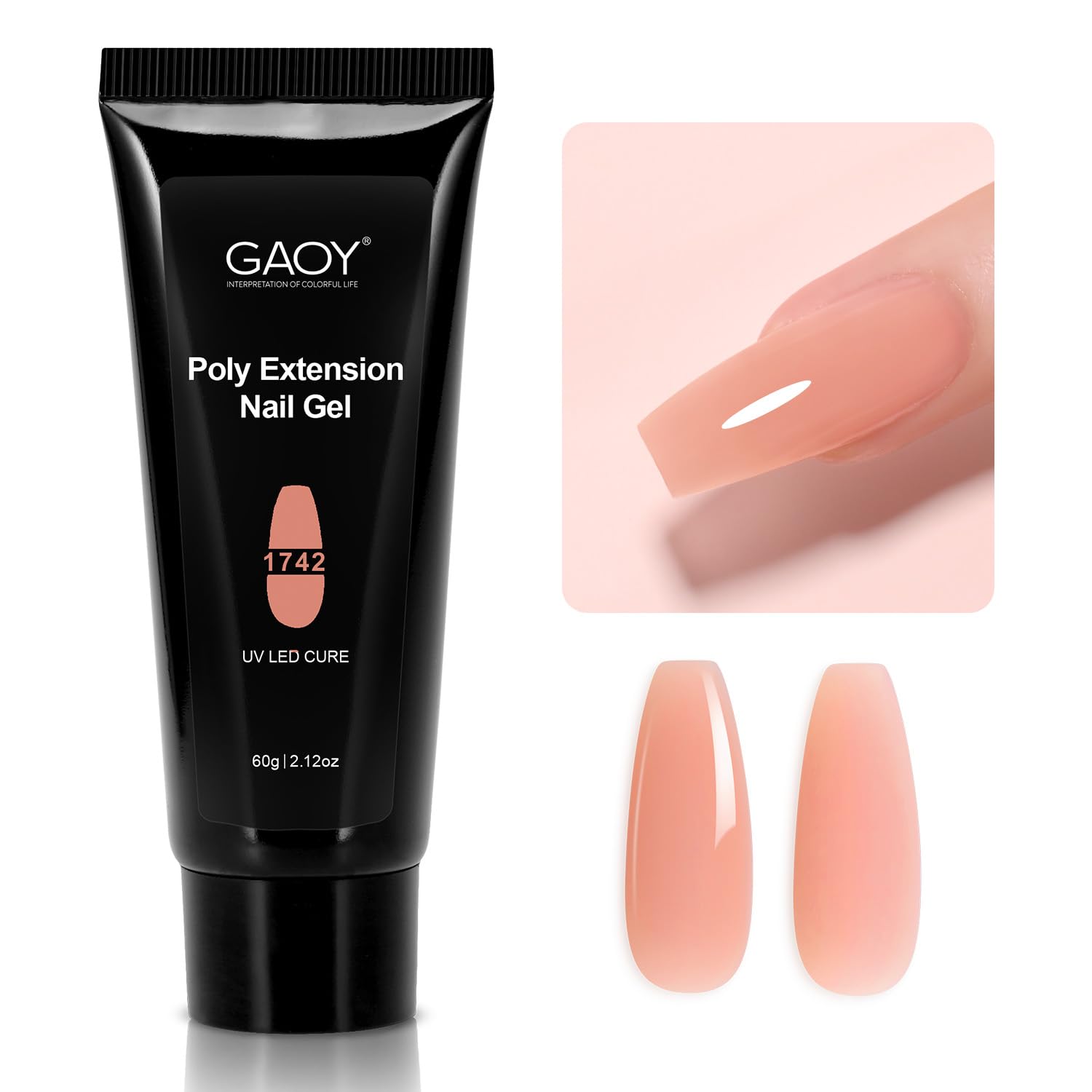 GAOY poligel rosa té en botella, ideal para manicuras naturales duraderas