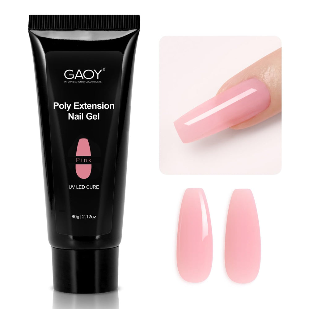 GAOY Poligel rosado 60 g en botella para manicuras duraderas y naturales