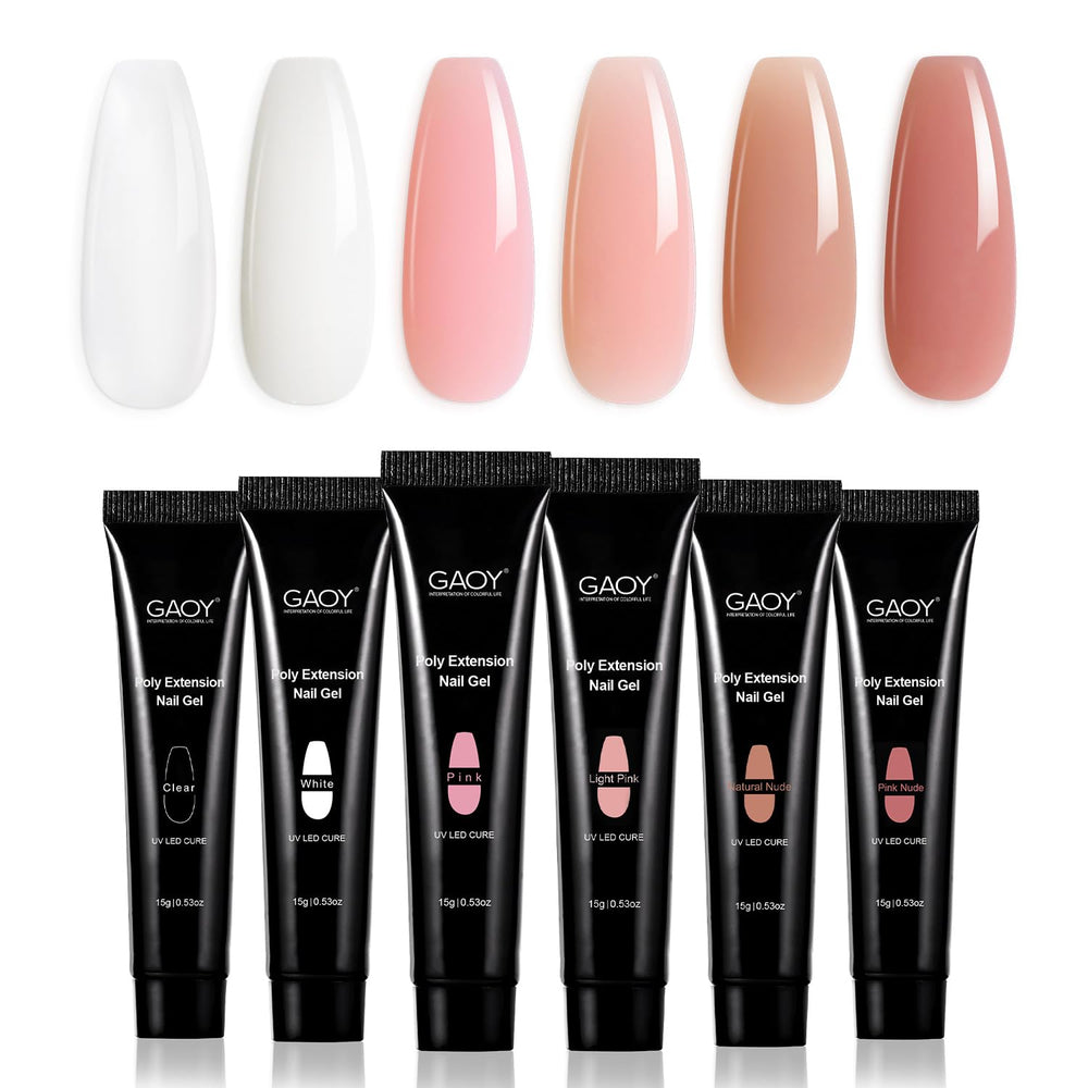 GAOY gel de poligel en tono rosado claro, extensión duradera para uñas en casa.
