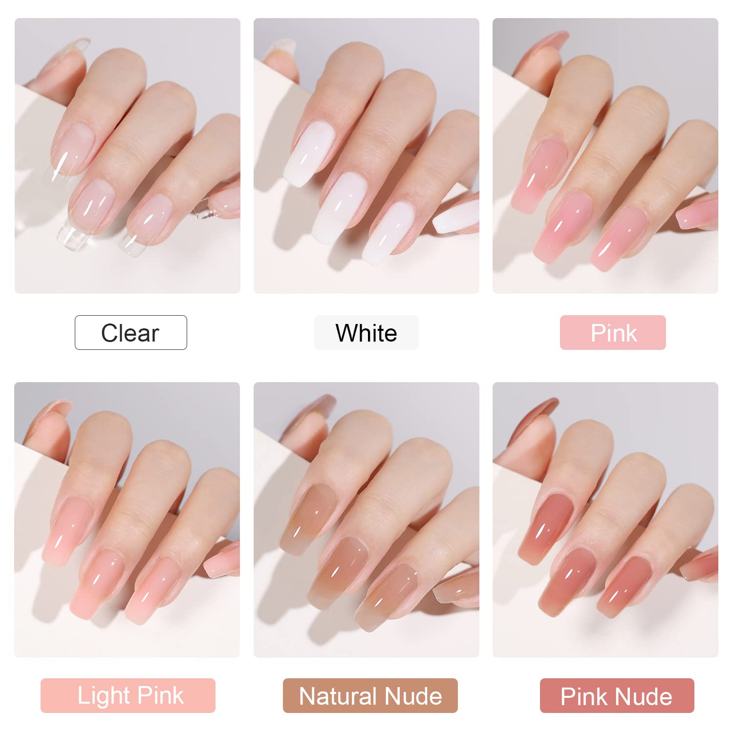GAOY gel de poligel en seis colores, 15 g cada uno para diseños variados.