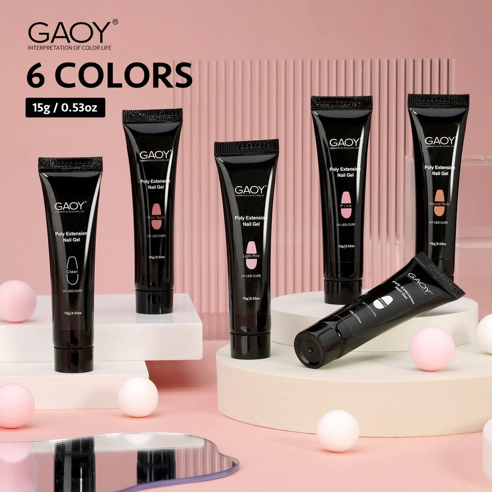 GAOY kit básico de gel poligel para uñas en casa, fácil de usar.