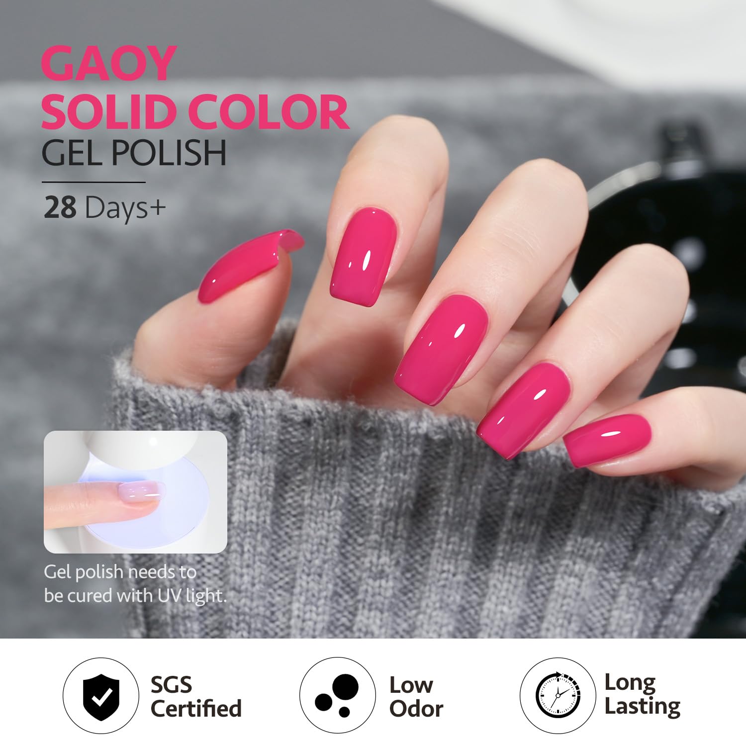 GAOY gel polish dries to a glossy finish with top coat