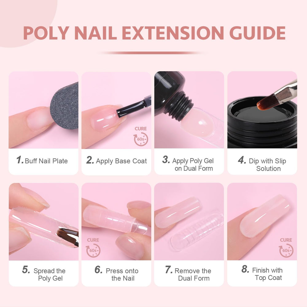 GAOY Poly Gel acabado nude, base versátil para uñas naturales.