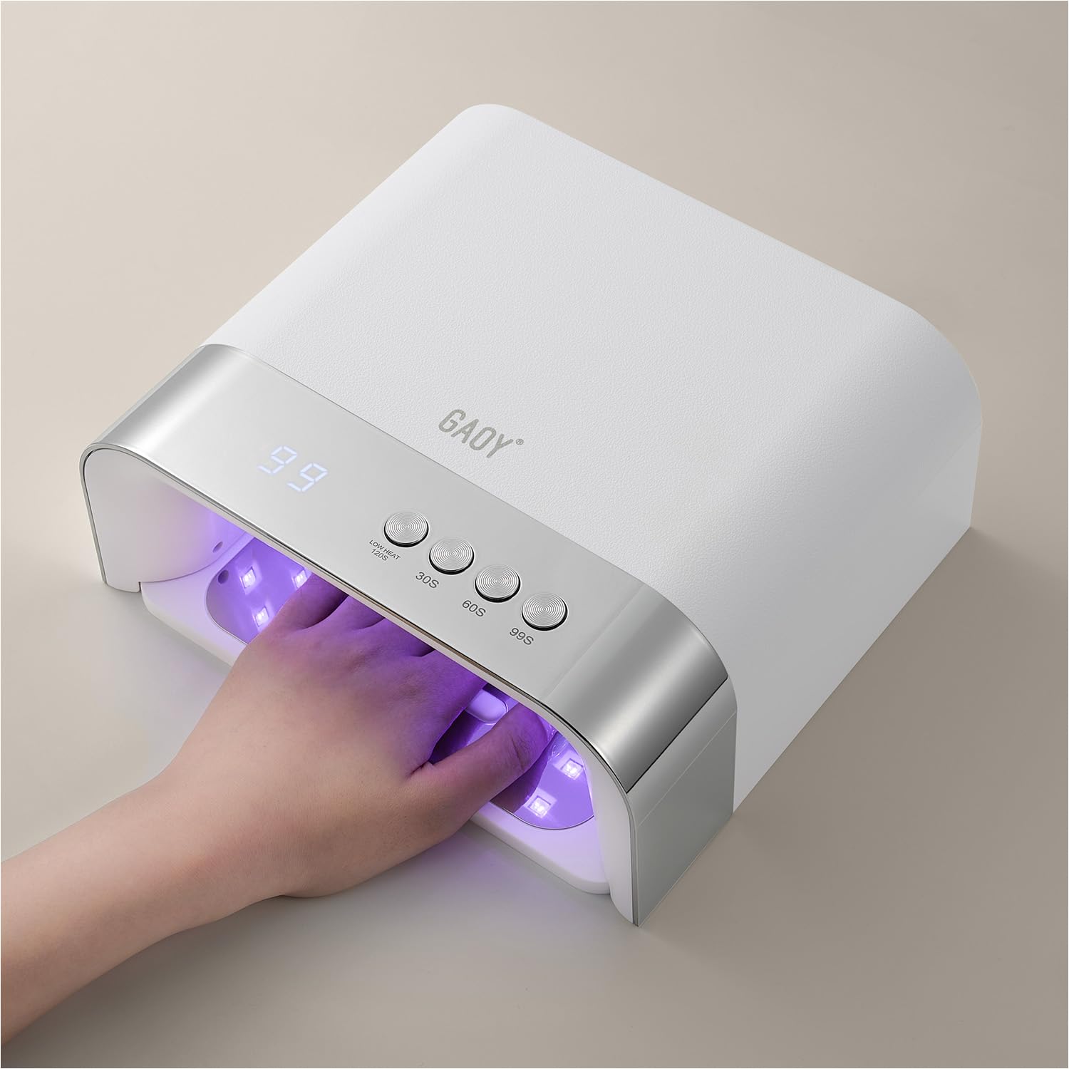GAOY professional UV nail lamp with a big cavity for long nails and even curing.