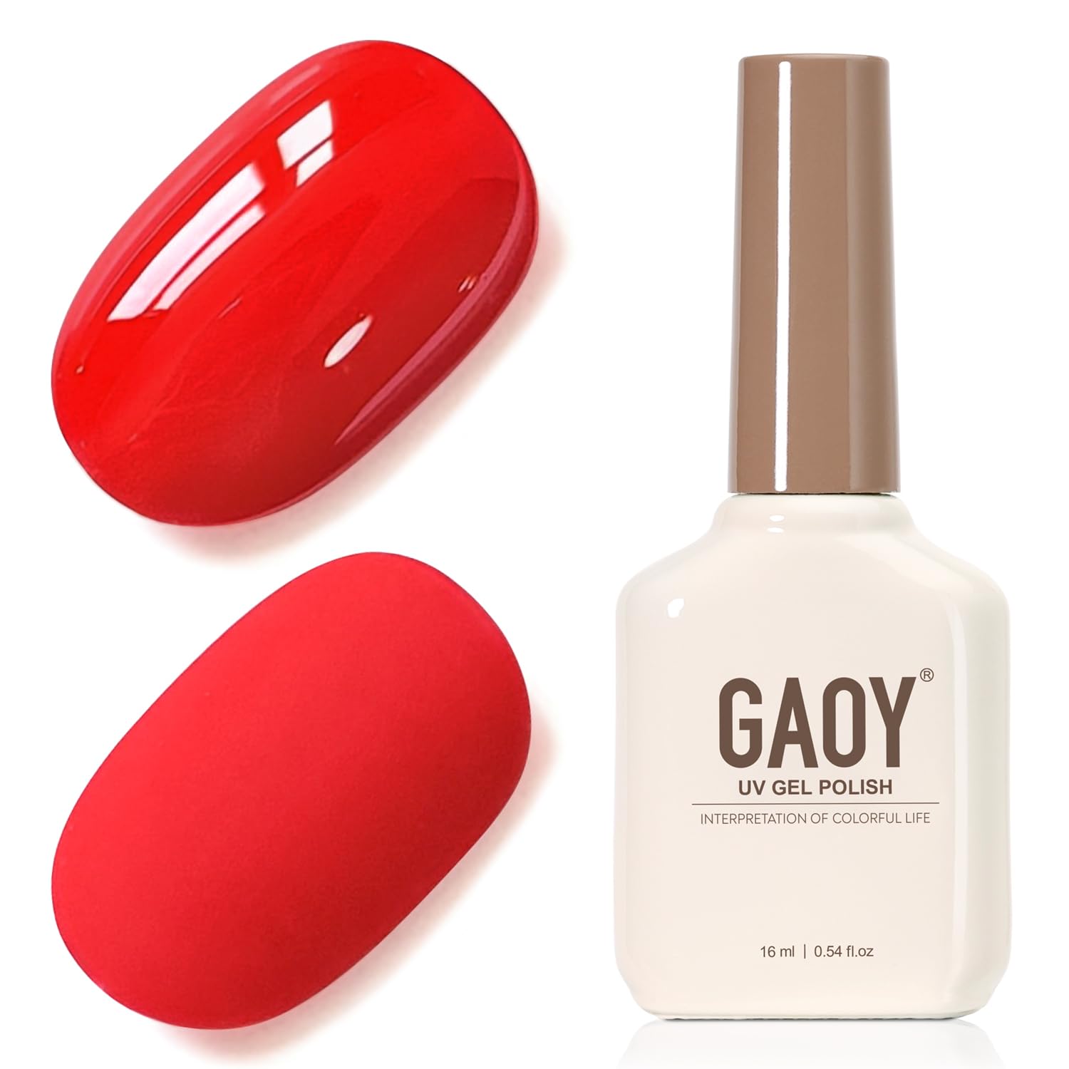 GAOY 1975 Prima Red gel bottle front view for at-home manicure