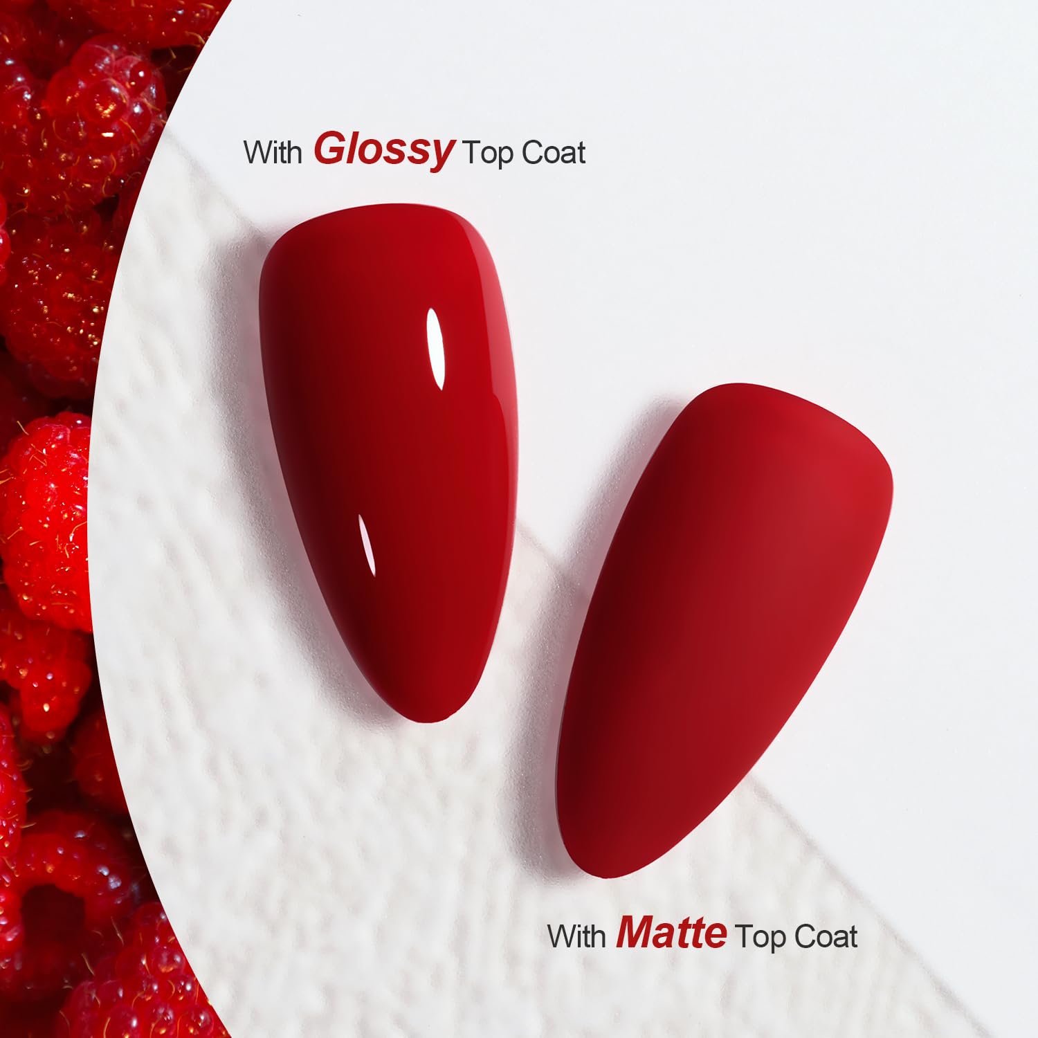 GAOY Red Gel Nail Polish close-up with rich, glossy color