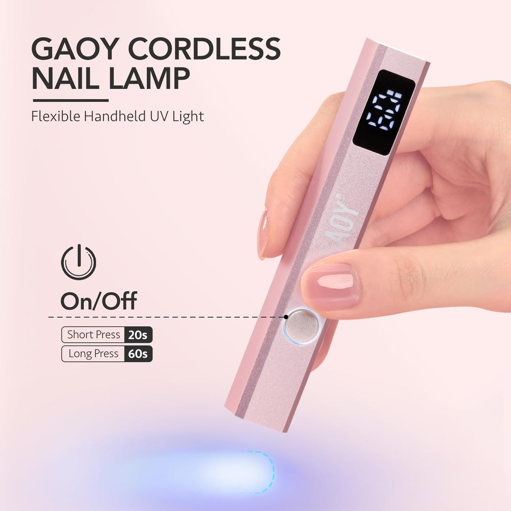 GAOY rose gold nail lamp closeup showcasing sleek design and precise curing results.